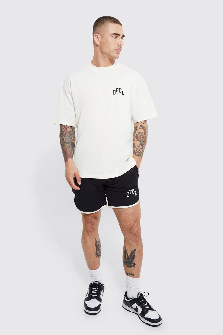 Oversize Ofcl T-Shirt & Mesh-Shorts, Black image number 1