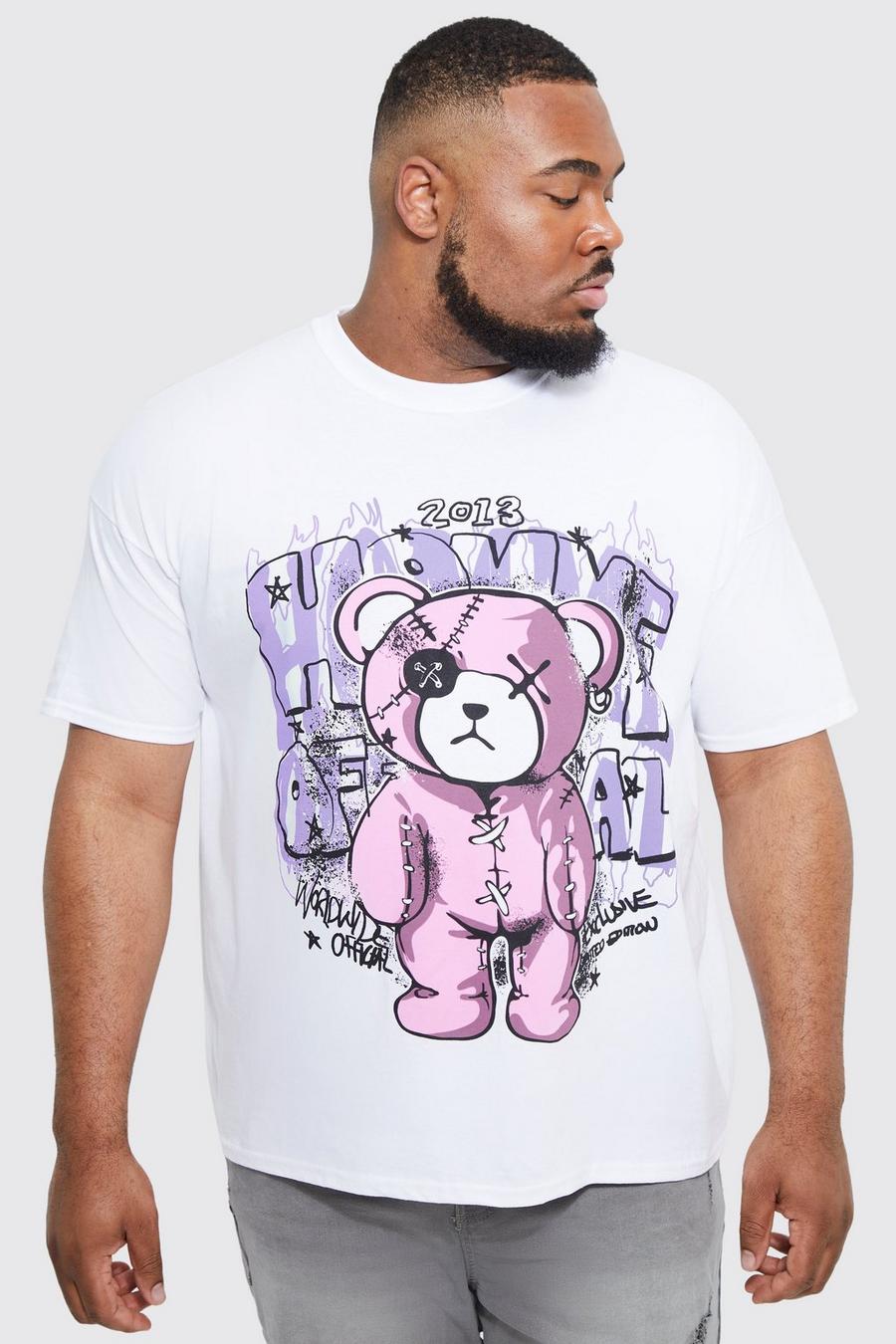 White Plus Homme Graffiti Teddy Graphic T-shirt image number 1
