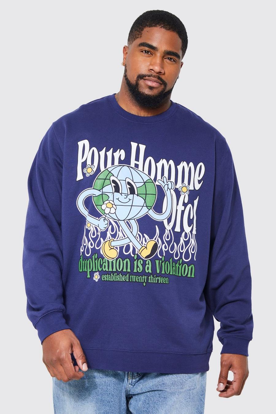 Plus Save Our Planet Graphic  Sweatshirt, Navy