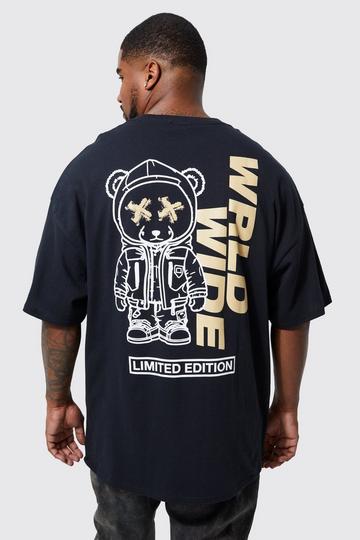 Plus Space Teddy Graphic T-shirt black