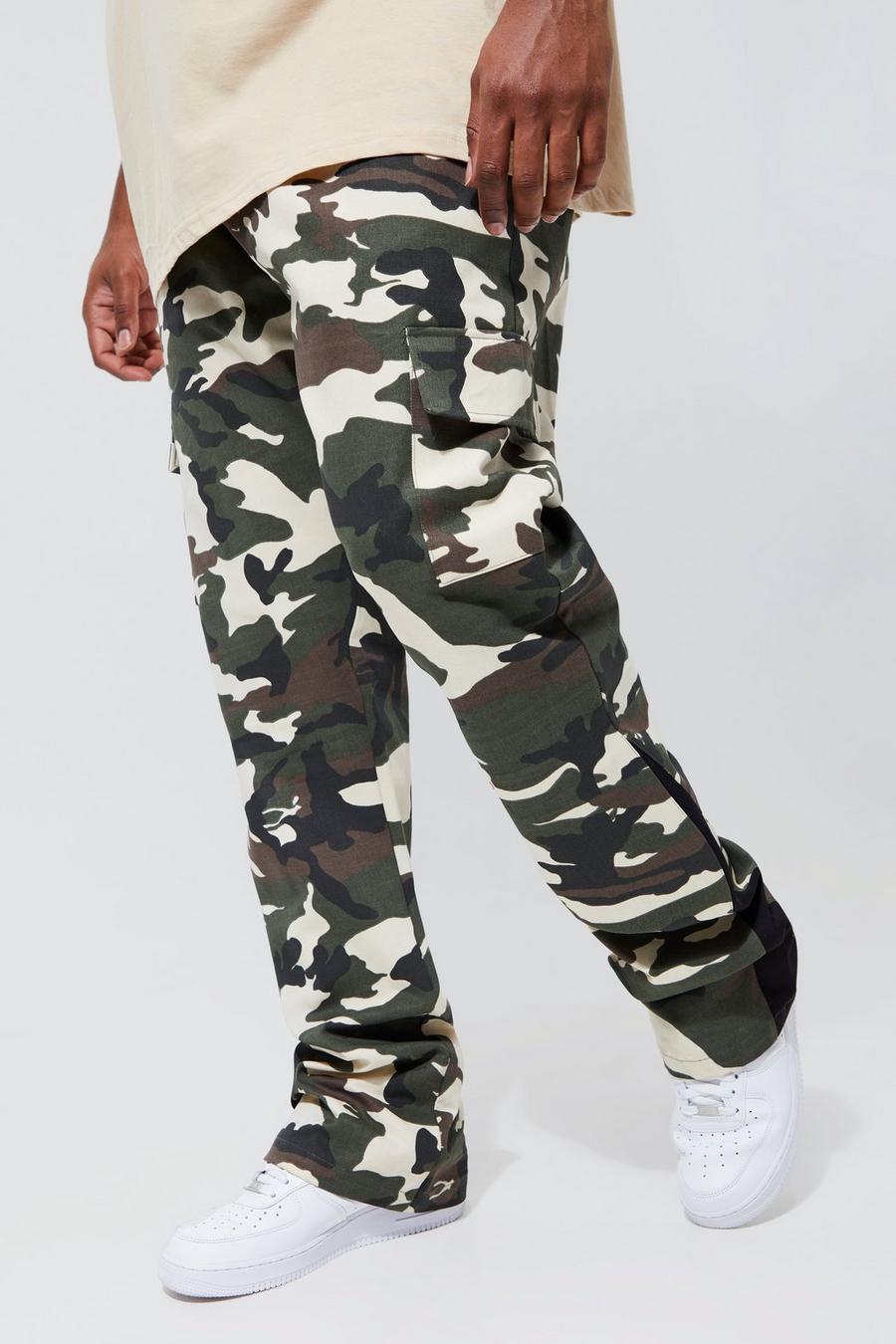Pantaloni Cargo Plus Size Slim Fit con inserti elasticizzati in vita, Khaki kaki image number 1
