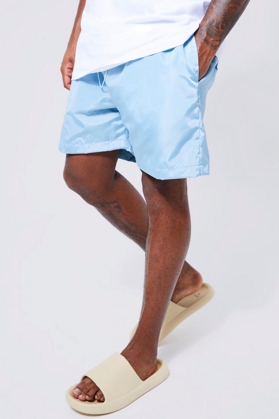 Pantaloncini Plus Size con vita elasticizzata e fermacorde, Light blue azzurro image number 1