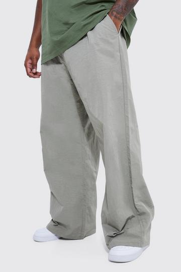 Charcoal Grey Plus Elastic Heavyweight Crinkle Trouser