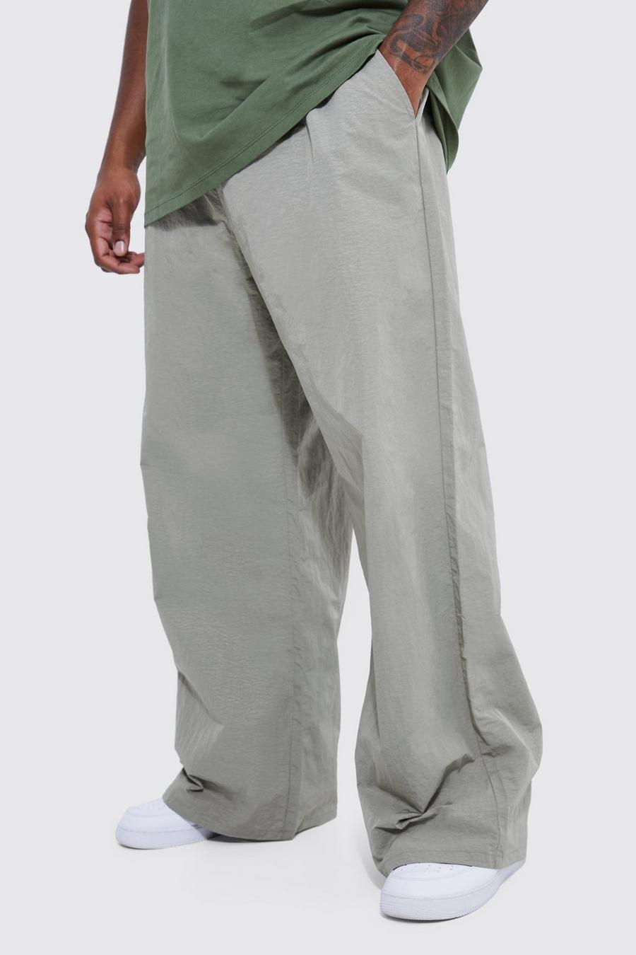 Charcoal grey Plus Elastic Heavyweight Crinkle Trouser