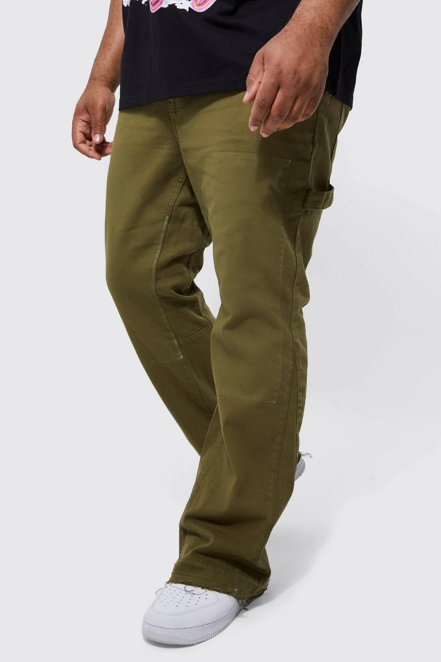 Pantaloni a zampa Plus Size Slim Fit fissi da Carpenter, Khaki caqui image number 1