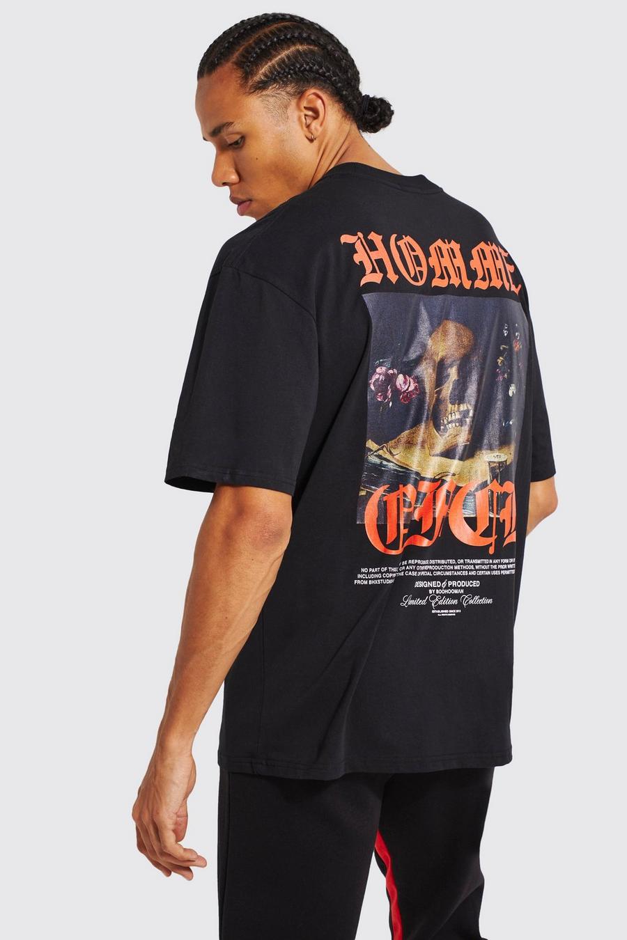 Tall Oversized Skull Graphic T-shirt, Black nero