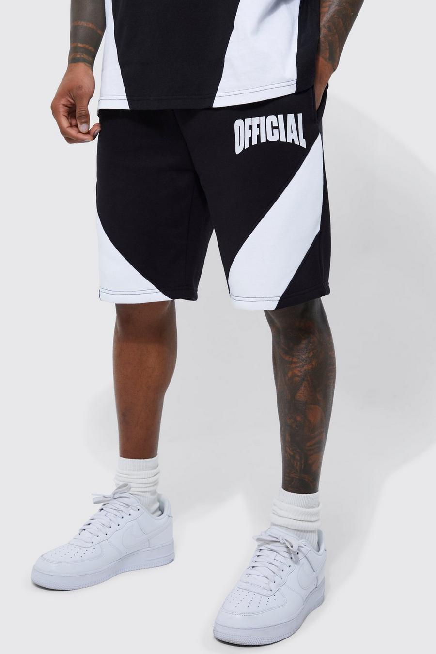 Black Loose Fit Mid Length Official Colour Block Short 