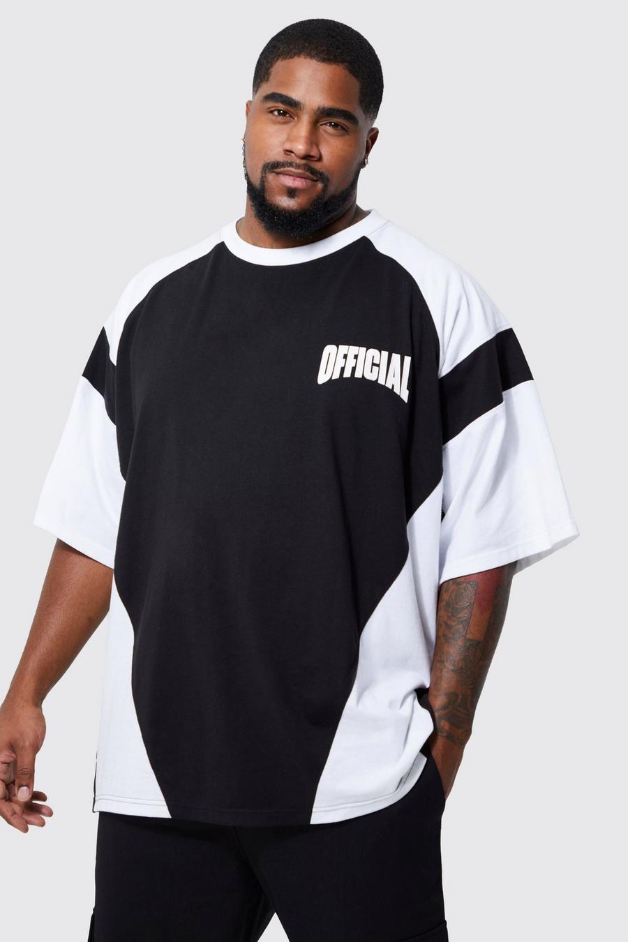 Grande taille - T-shirt oversize color block - Official, Black noir