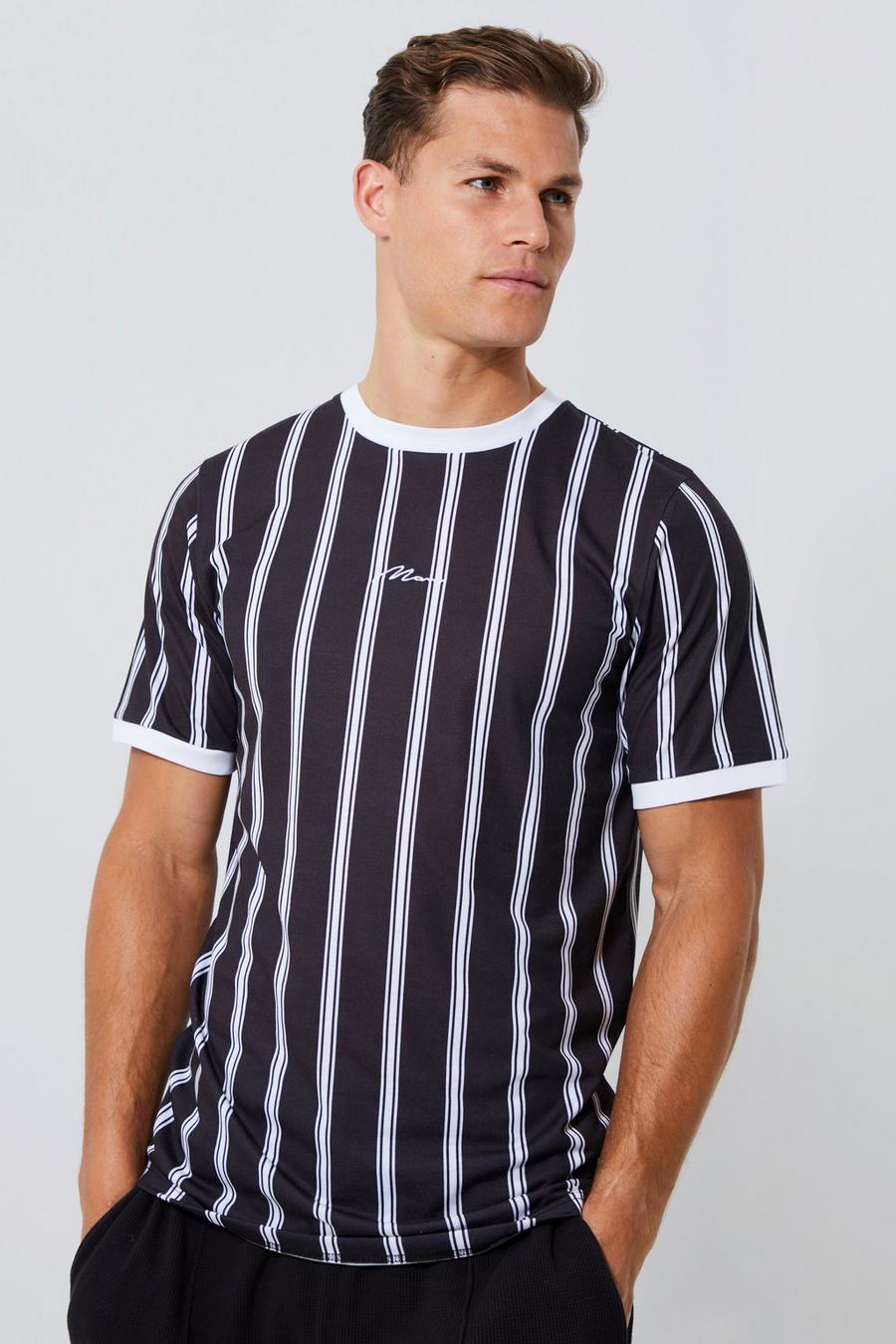 Black Tall Slim Man Signature Stripe Ringer T-shirt image number 1