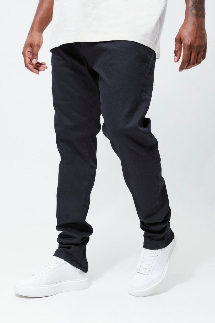 Plus beschichtete Skinny Jeans mit Reißverschluss, Black schwarz