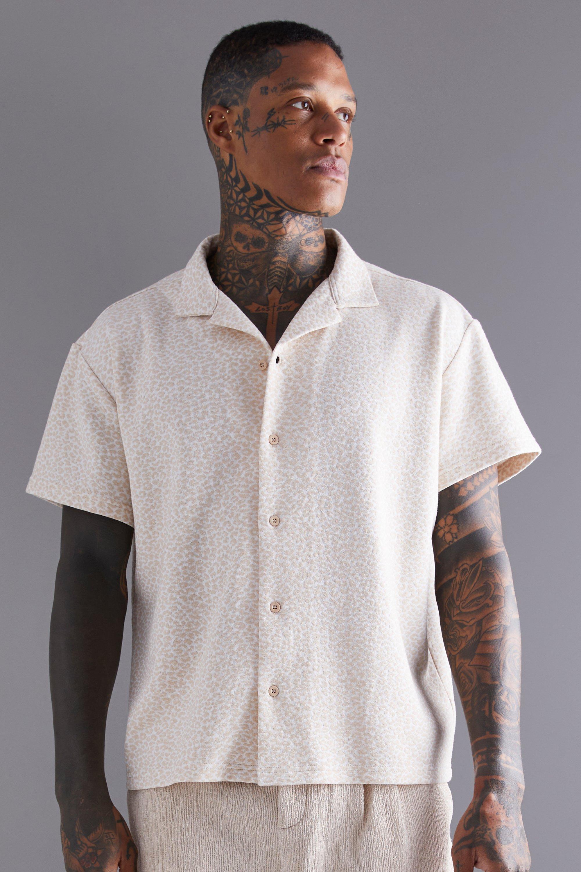 Short Sleeve Boxy Bubble Texture Shirt | boohoo IL