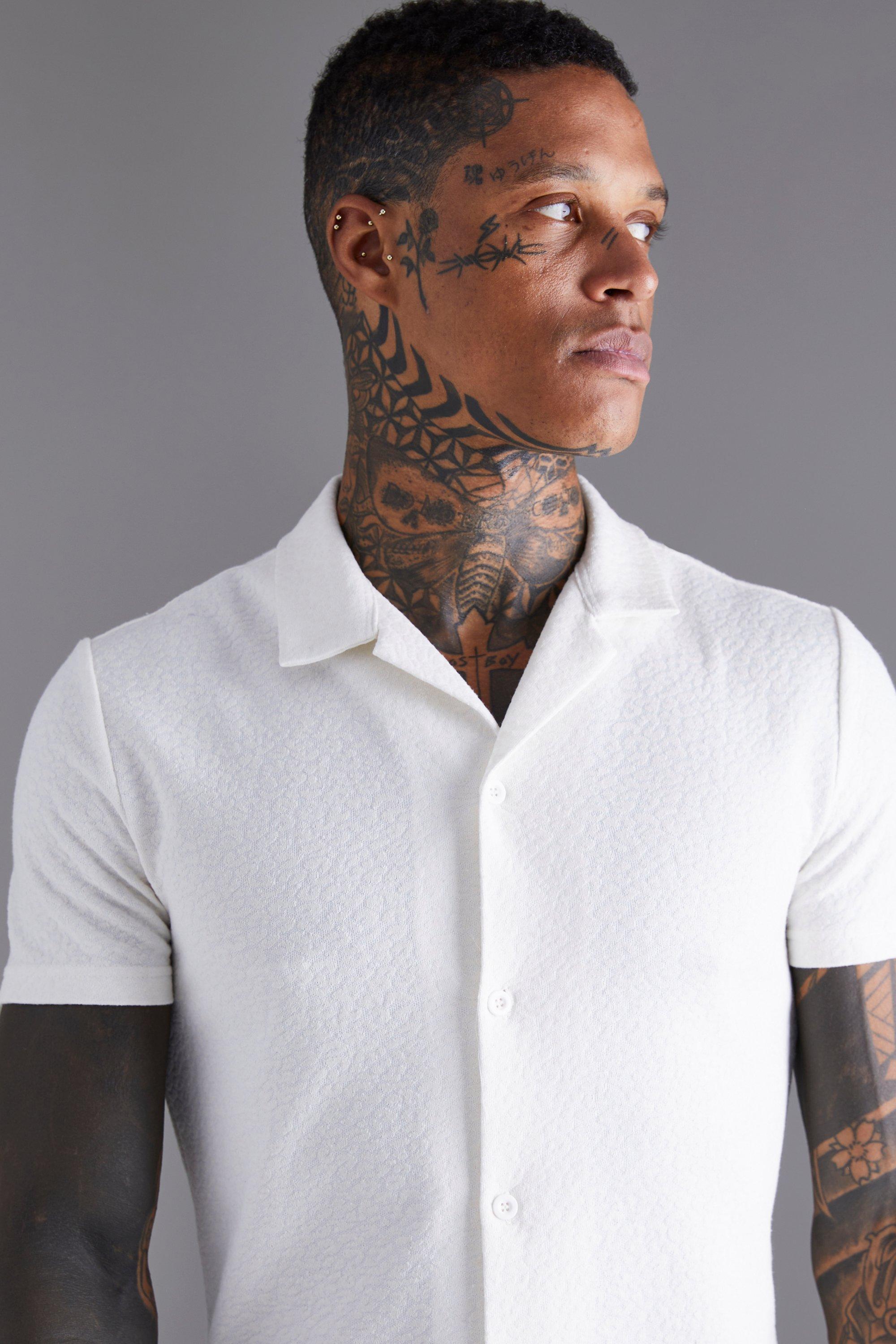 Muscle fit white short sleeve shirt shop