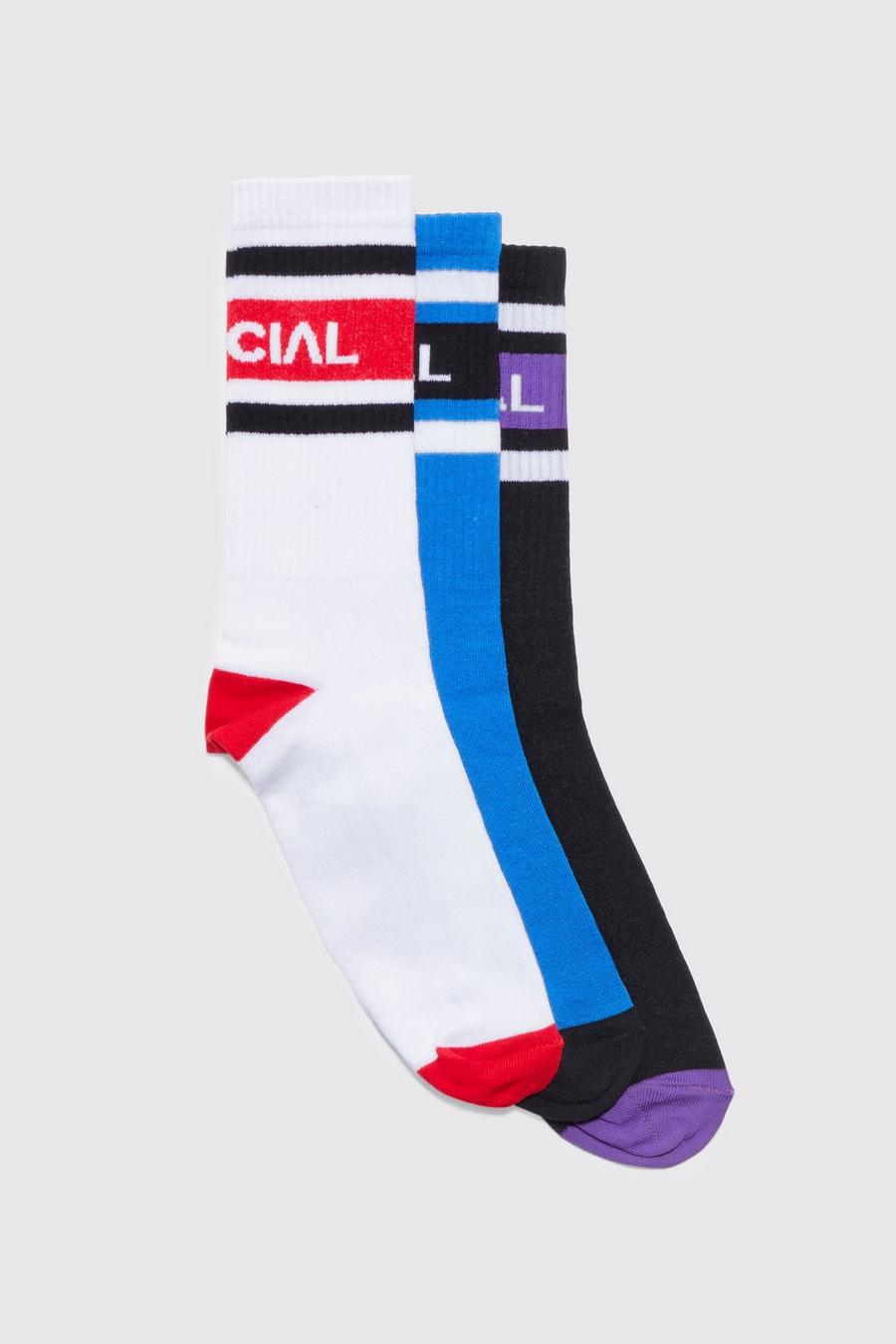 3 Pack Official Sports Socks, Multi multicolor