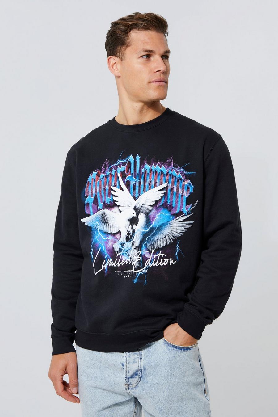 Tall  Lightening Dove Graphic Sweatshirt, Black negro