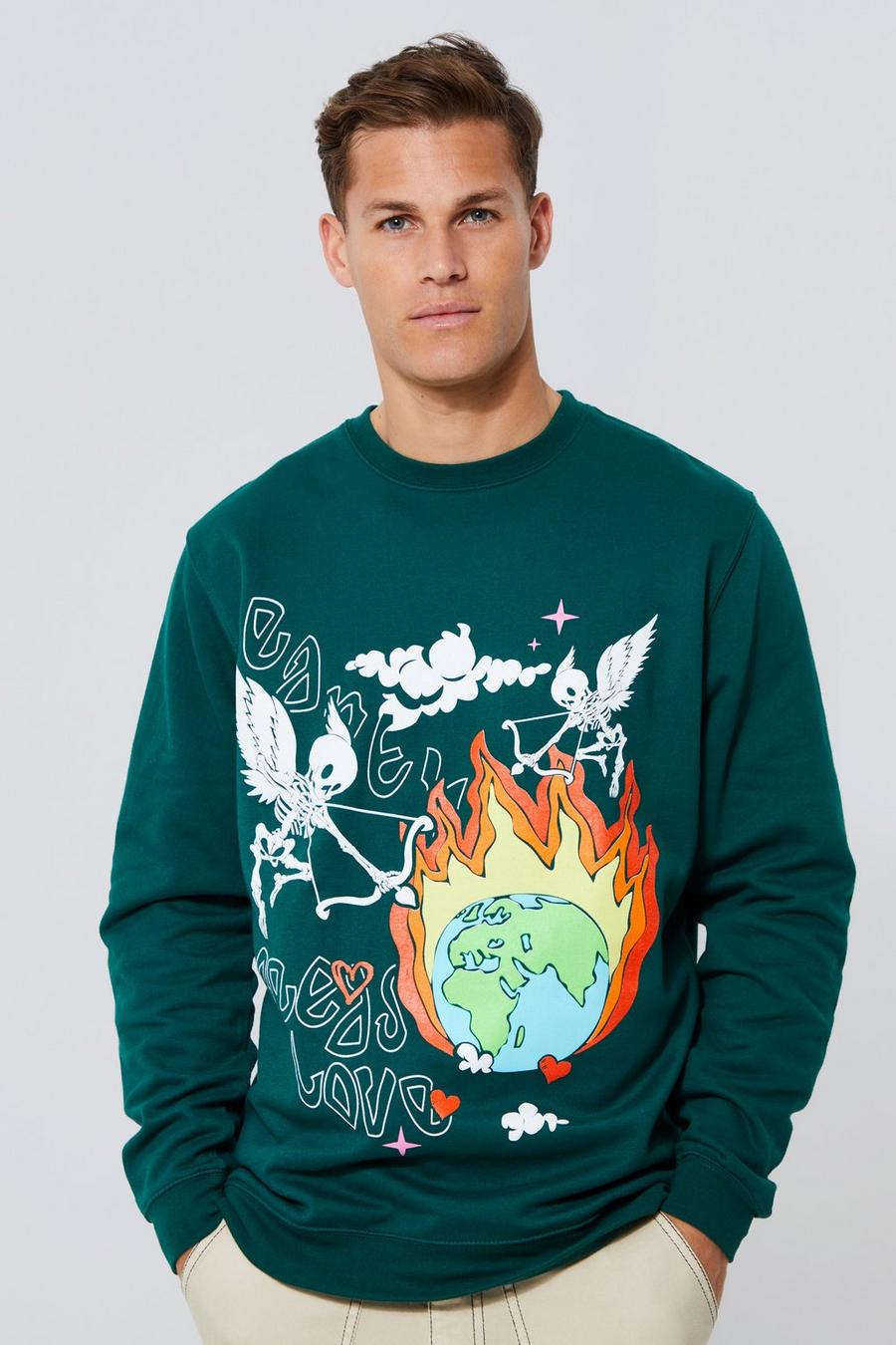 Forest Tall Planet Needs Love Sweatshirt image number 1