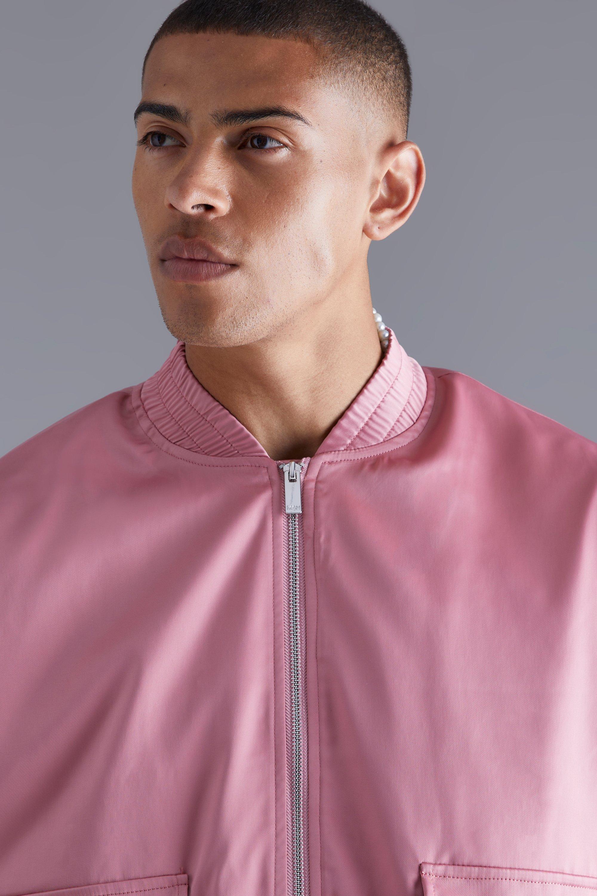 Boxy Satin Bomber With Utility Pocket