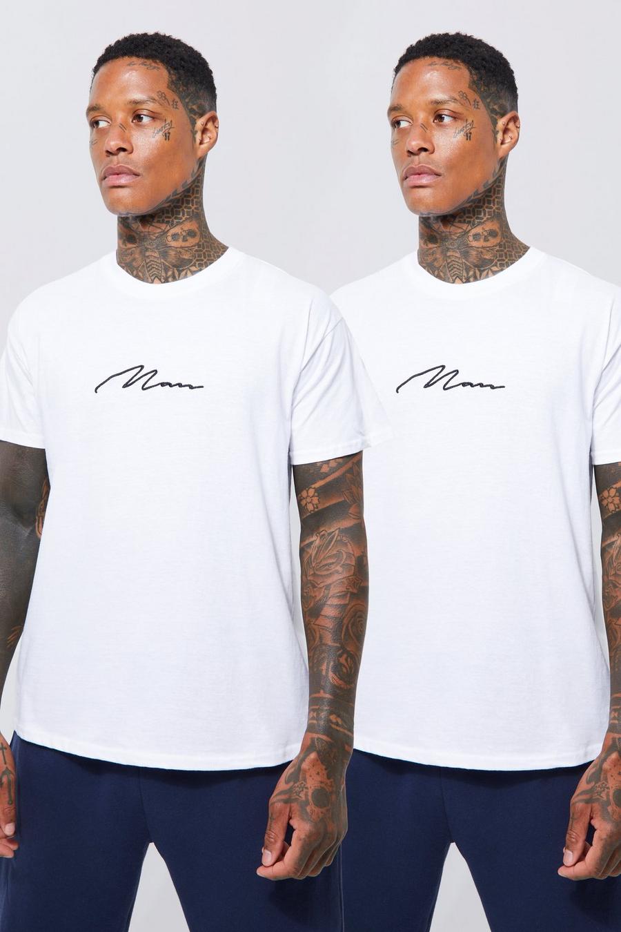 White 2 Pack Man Signature T-shirt 