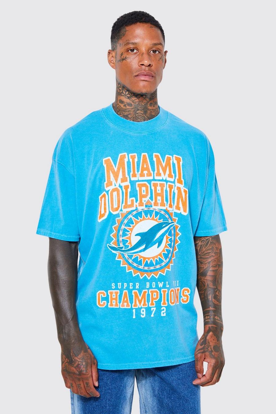 Teal green Oversized Nfl Miami Dolphins Overdyed T-shirt