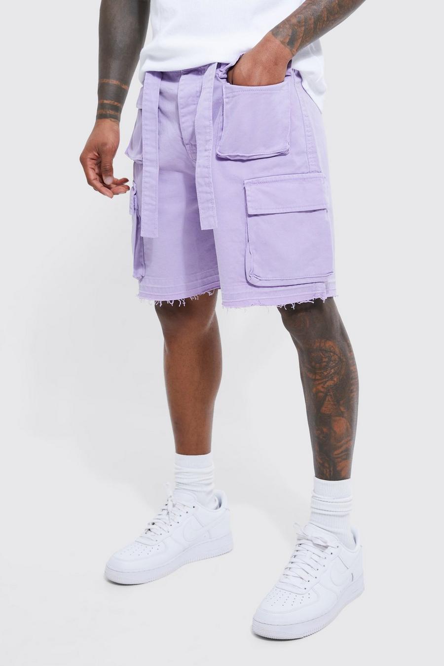 Lilac violet Fixed Relaxed Cargo With Drawcord