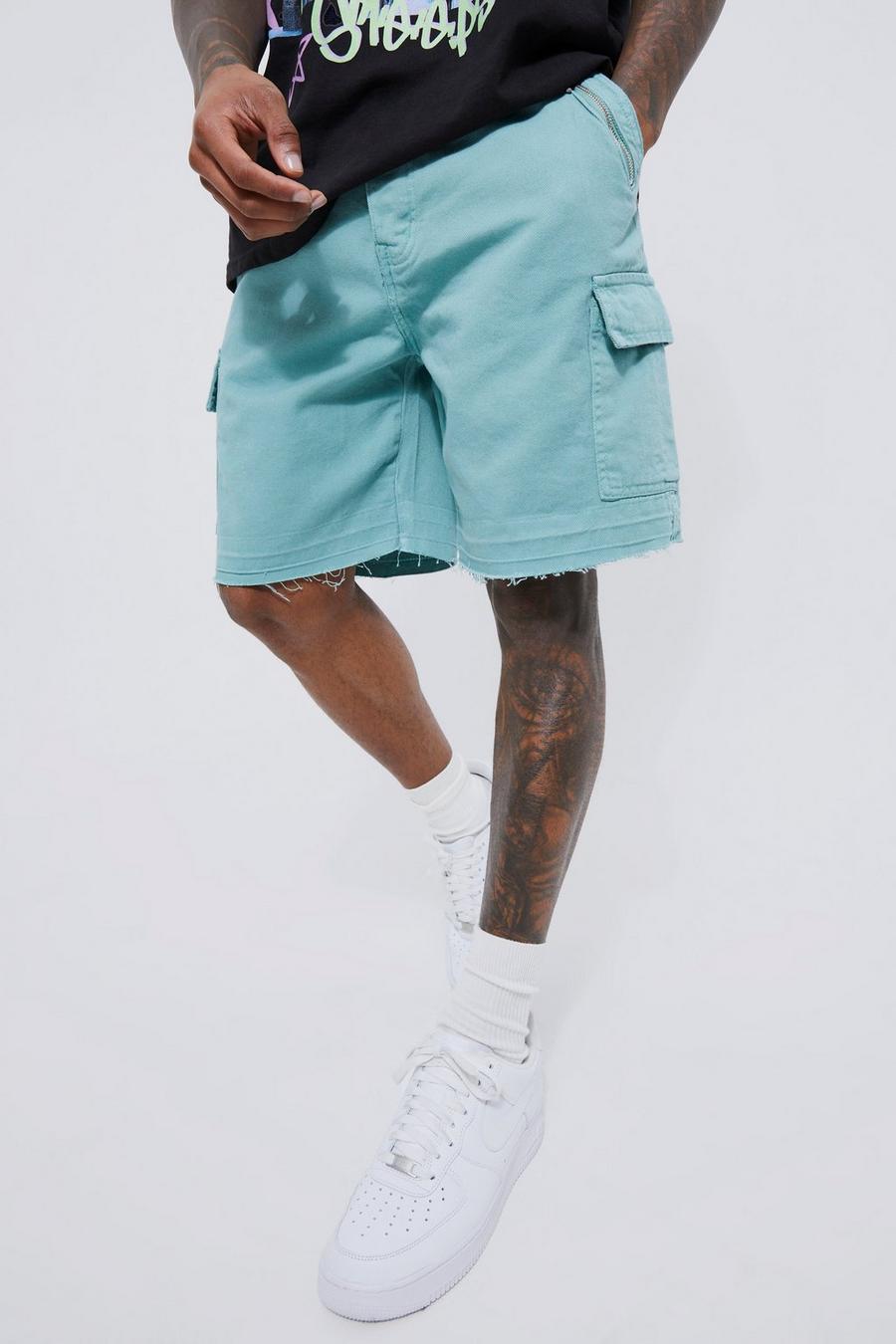 Sage green Fixed Relaxed Cargo Zip Pocket Short