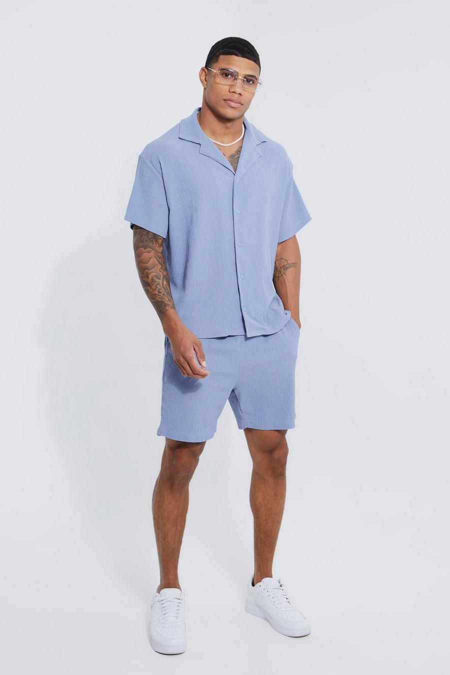 Short Sleeve Boxy Crinkle Shirt & Short
