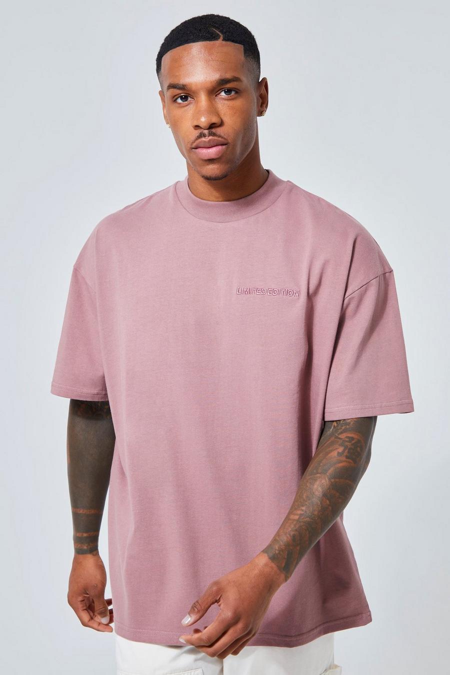 T-shirt épais oversize imprimé, Mauve violet