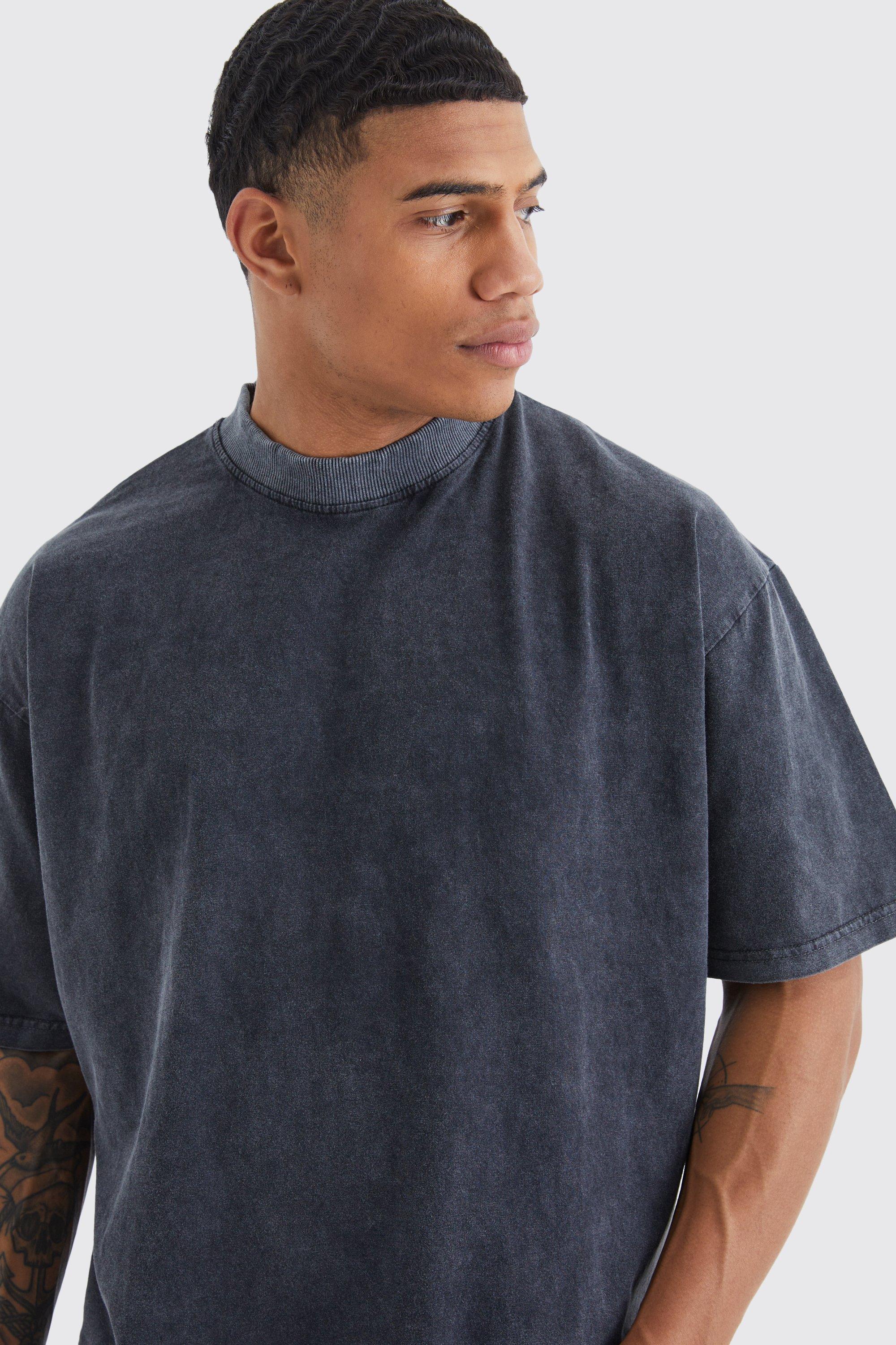 ASOS DESIGN oversized heavyweight t-shirt in acid washed grey