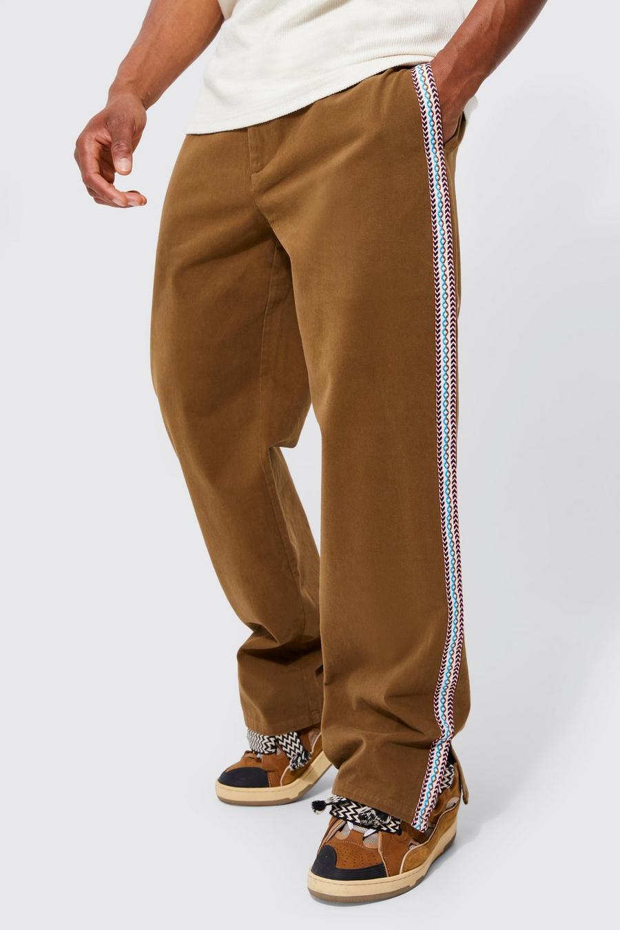Pantalon ample à bandes latérales, Chocolate image number 1