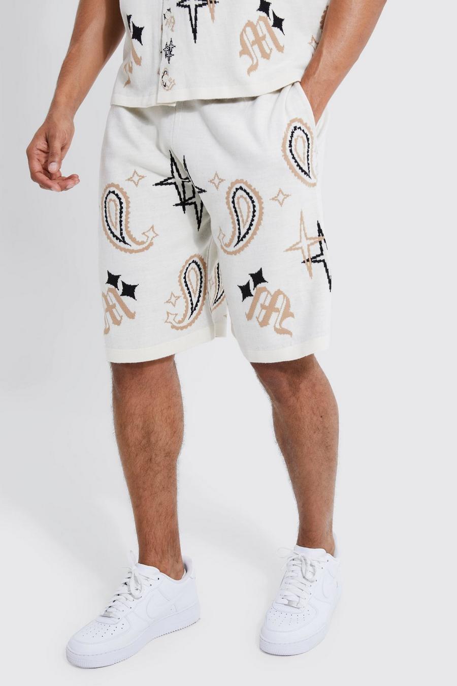 Sand beige Bandana Knitted Shorts