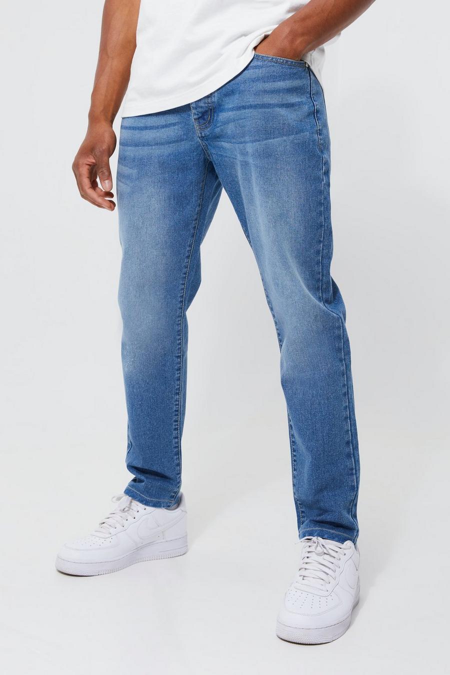 Mid blue Tapered Fit Rigid Jeans image number 1