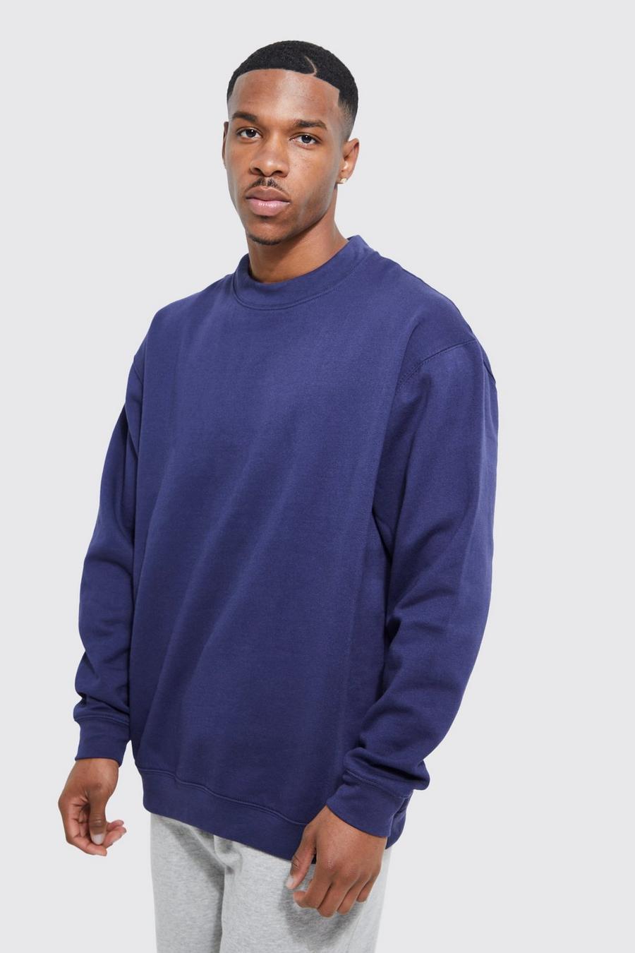 Navy Oversized Extended Neck Sweatshirt  image number 1
