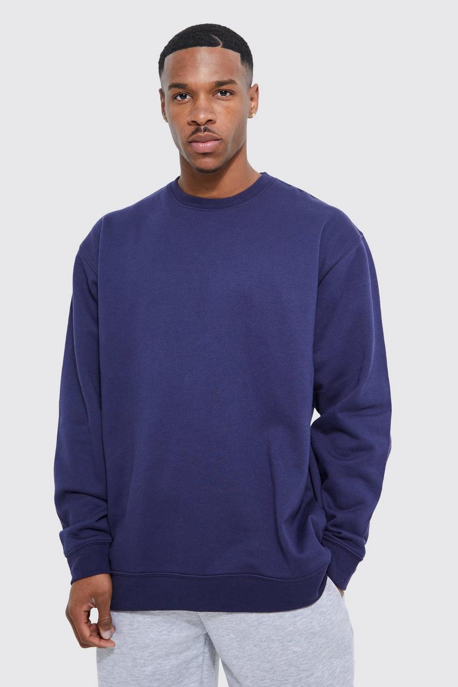 Oversized Basic Sweatshirt, Navy azul marino