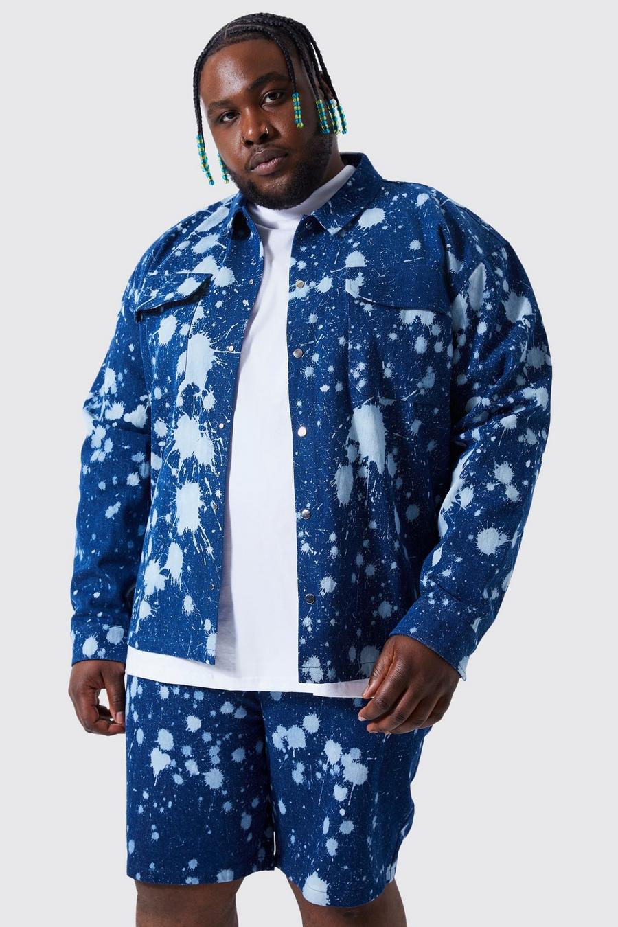 Mid blue Plus Denim Overhemd