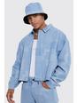 Light blue Boxy Fit Fabric Interest Denim Jacket