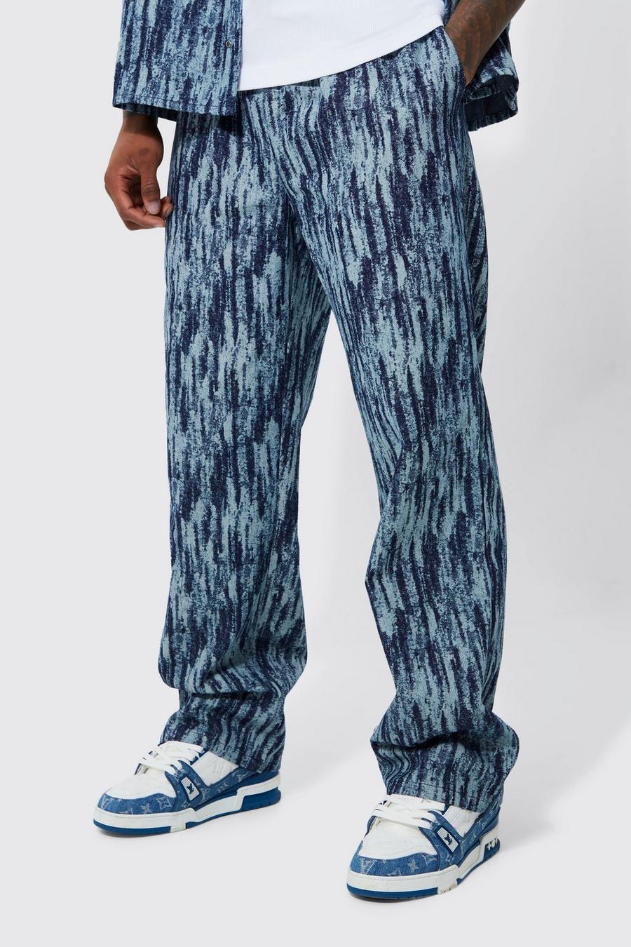 Pantalón vaquero de pernera recta con cintura elástica, Mid blue image number 1