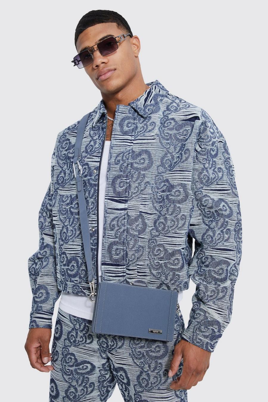Dark blue azzurro Boxy Fit Fabric Interest Denim Jacket