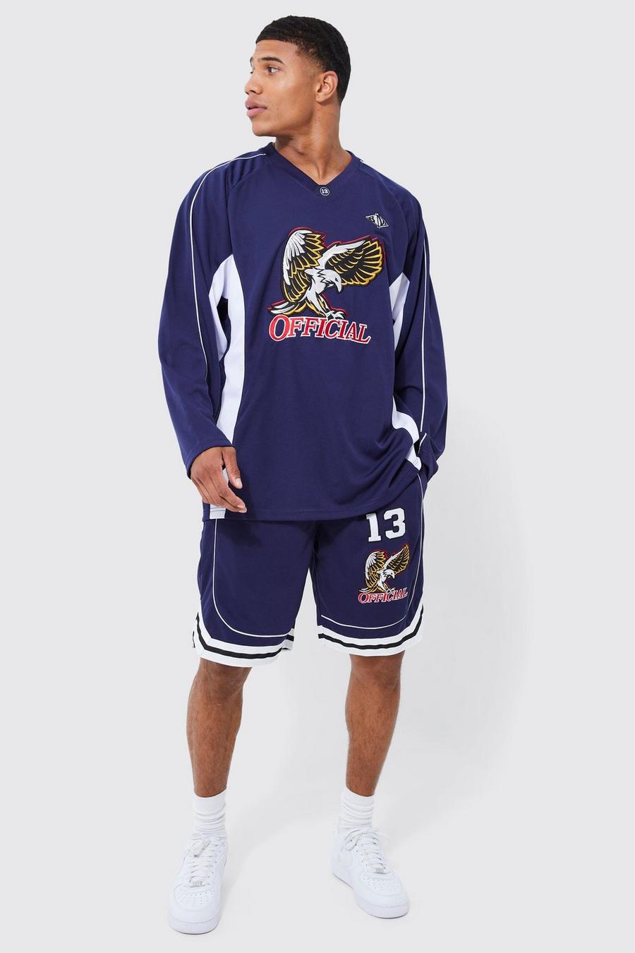 Navy marine Official Mesh Eagle Hockey T-Shirt En Shorts Set