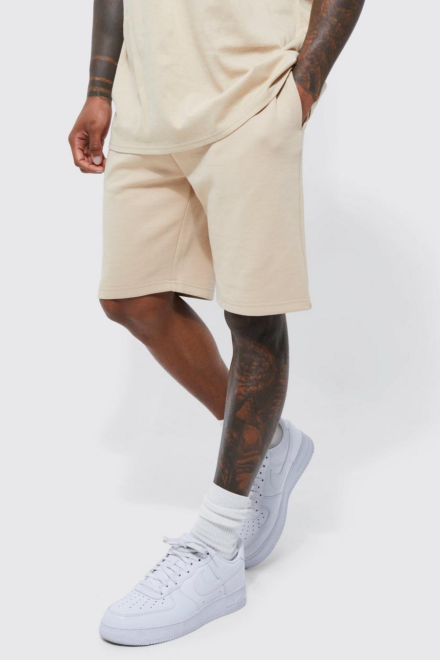 Lockere mittellange Basic Shorts, Stone beige