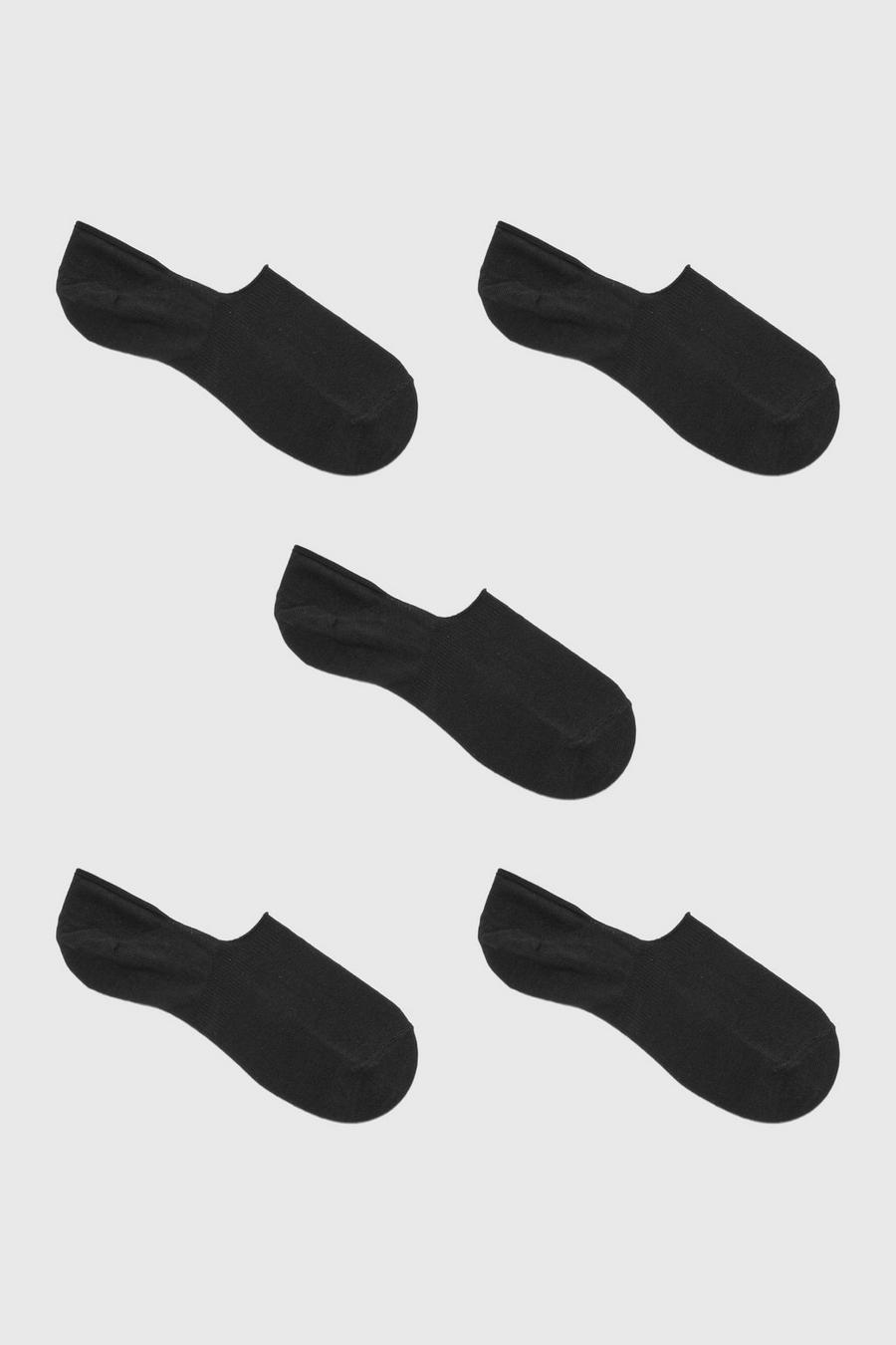 Lot de 5 paires de socquettes invisibles unies, Black