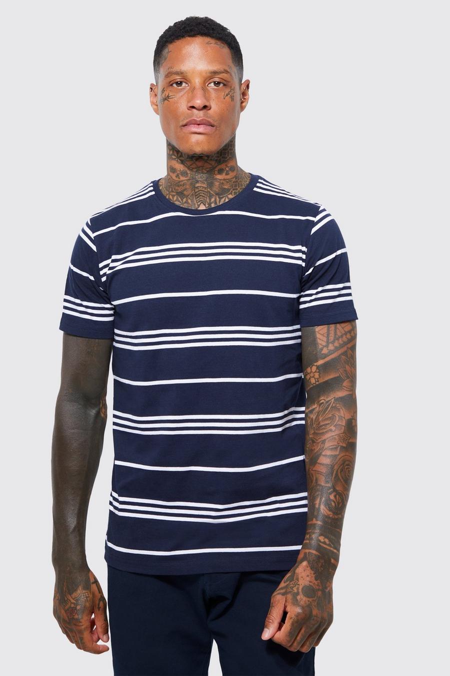 Camiseta con rayas, Navy azul marino