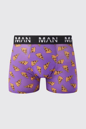 Man Pizza Print Boxers purple