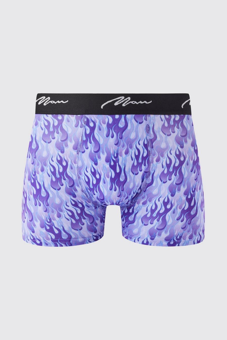 Purple Man Flame Print Boxers image number 1