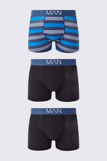 3 Pack Man Stripe Boxers navy