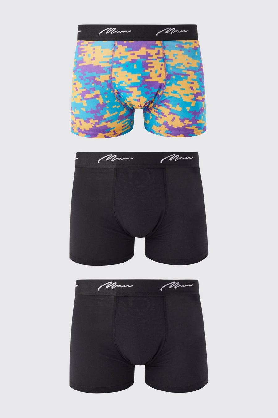 Teal gerde 3 Pack Abstract Camo Print Boxers