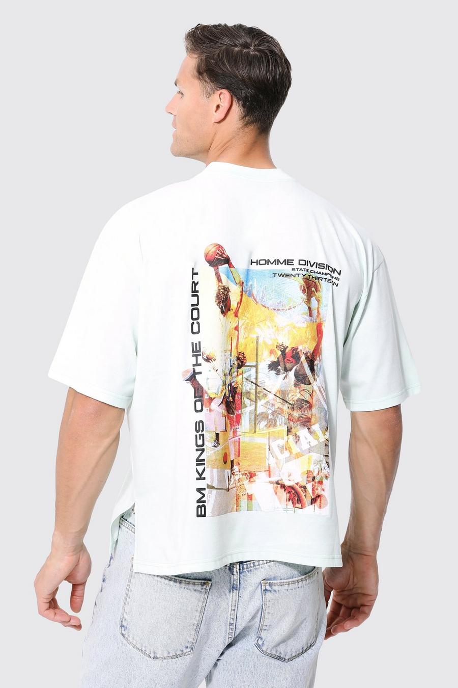 Mint Tall Oversized Basketball Graphic T-shirt image number 1