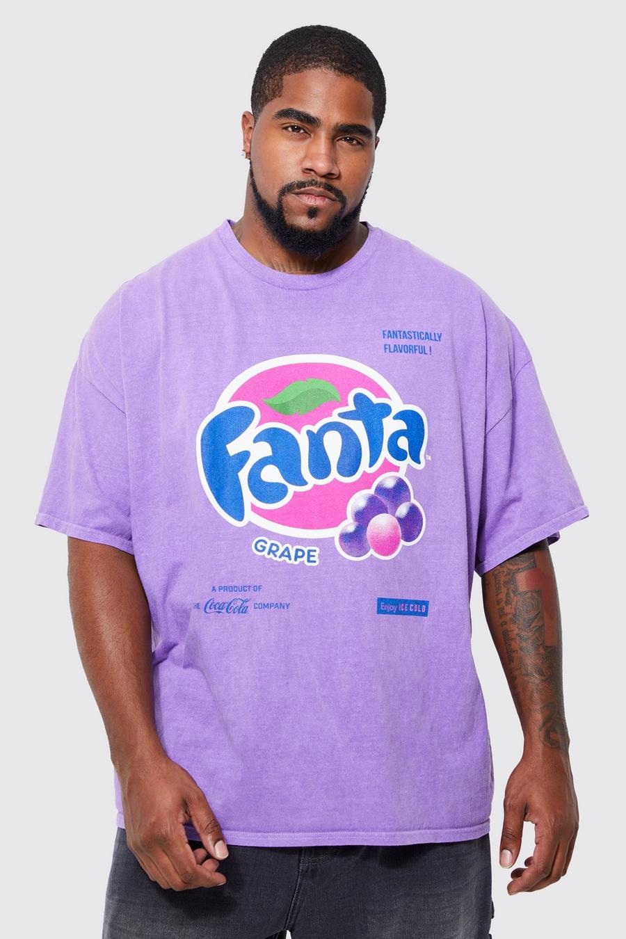 Camiseta Plus sobreteñida con estampado de Fanta Grape, Purple