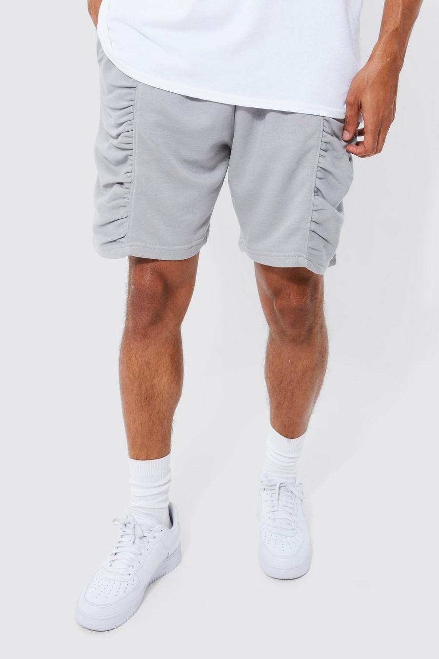 Grey marl Relaxed Fit Ruched Pintuck Jersey Short image number 1
