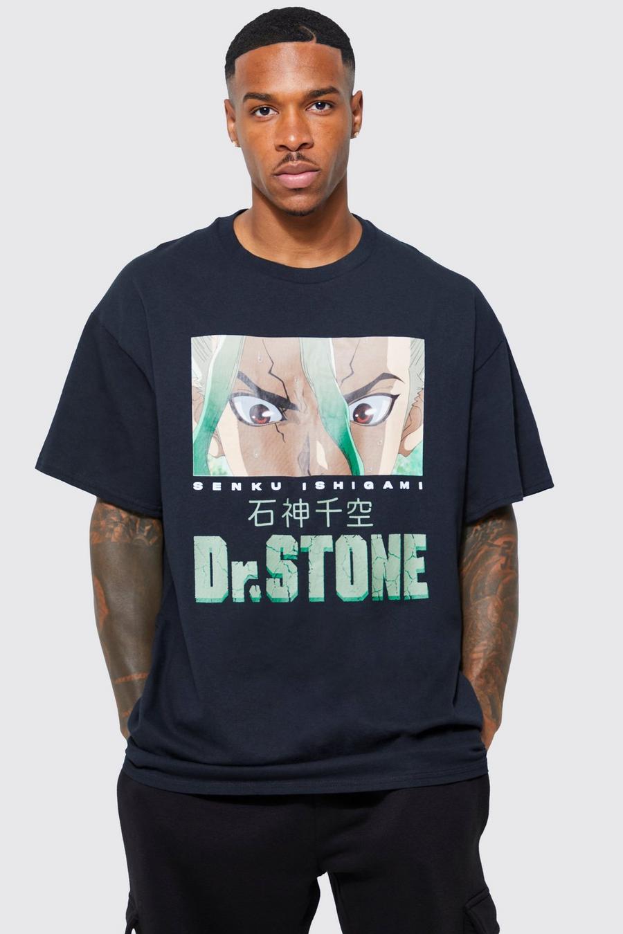 Black Oversized Dr Stone License T-shirt