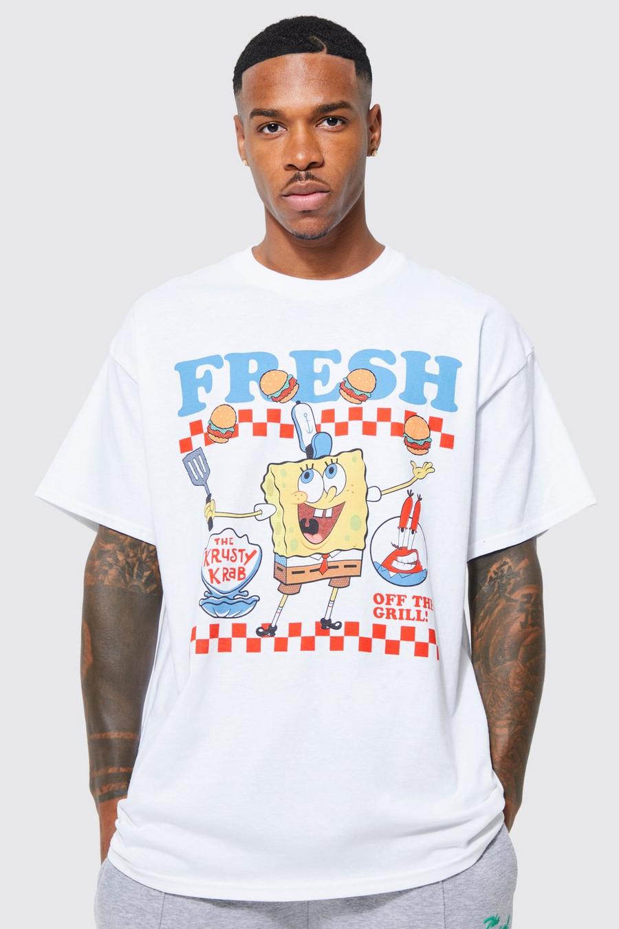 White Oversized Spongebob License T-shirt image number 1