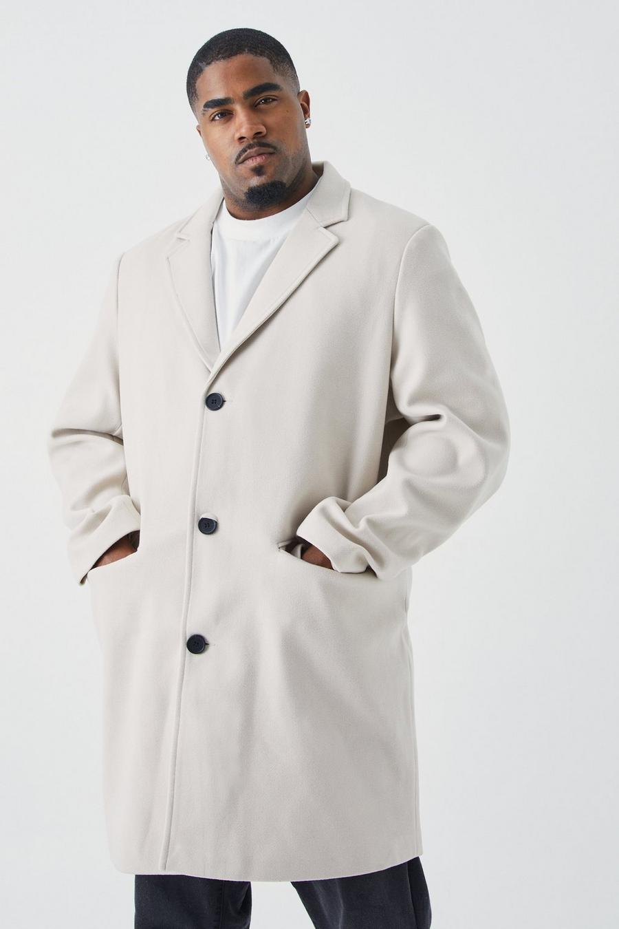 Beige Plus Single Breasted Wool Mix Overcoat image number 1